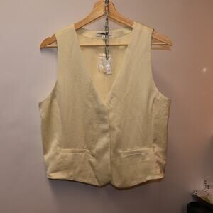 Madewell NWT Flo Top Lemon Yellow V neck Sleeveless Button Front Size 8